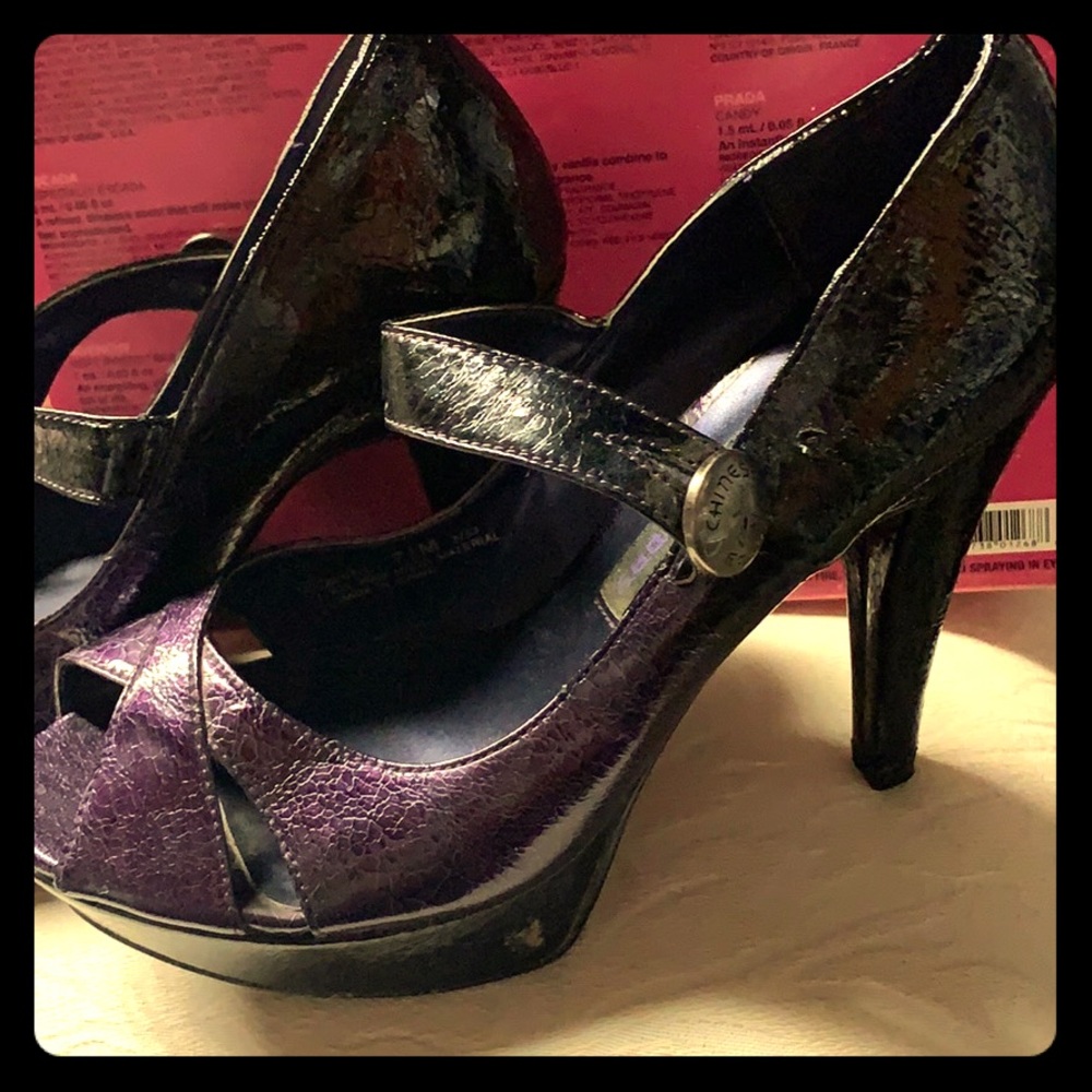 Purple Peep Toe Heels